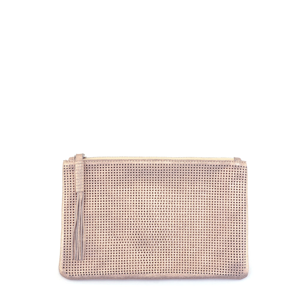 Orado Perforated Shimmer Pouch Large Rose Gold