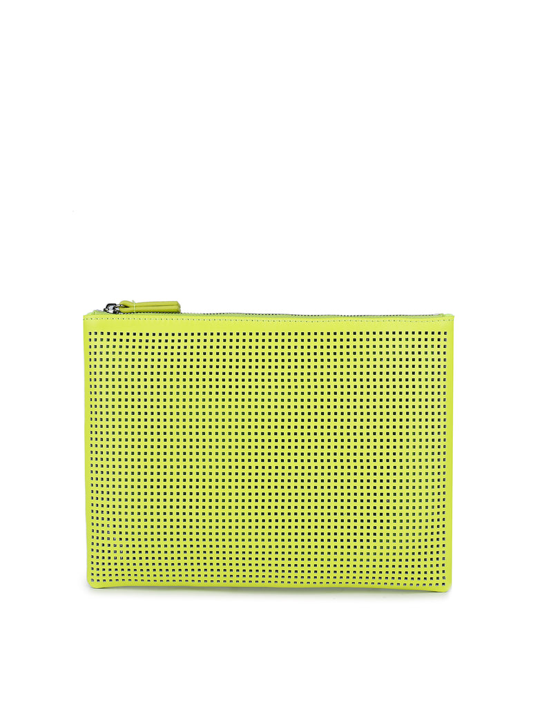 Cielle Medium Perforated Pouch Neon Yellow