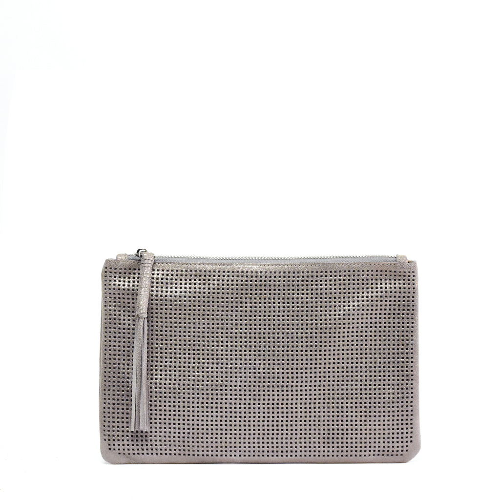 Orado Perforated Shimmer Pouch Large Taupe