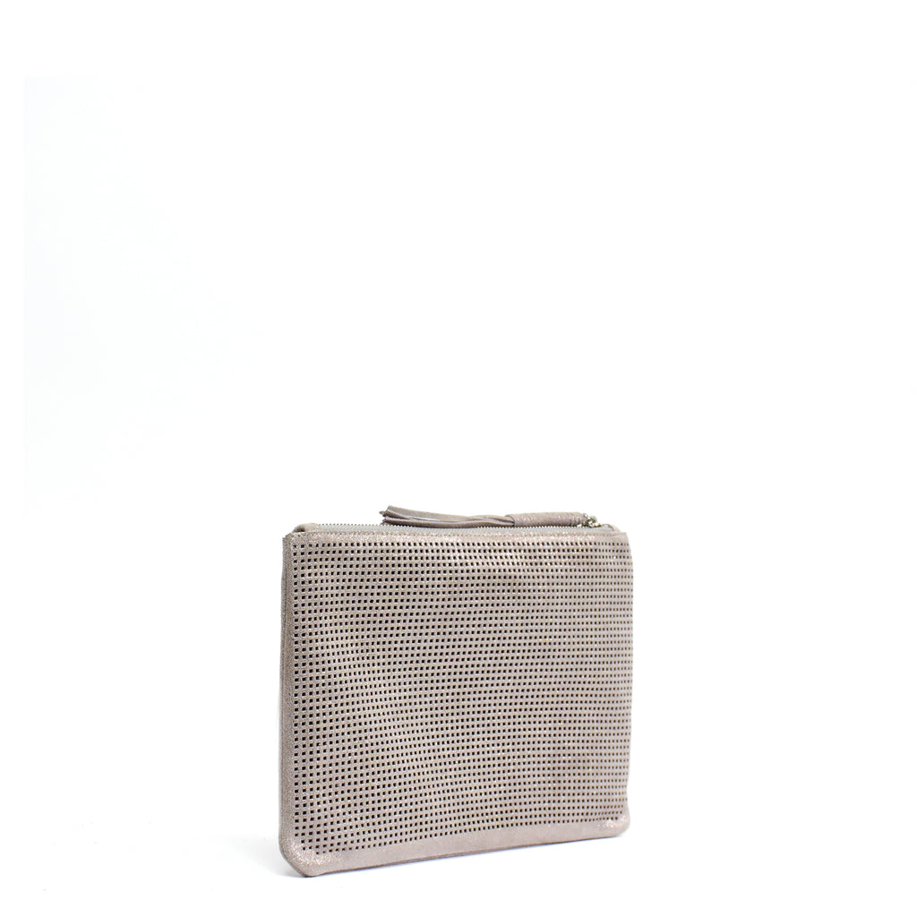 Orado Perforated Shimmer Pouch Small Taupe