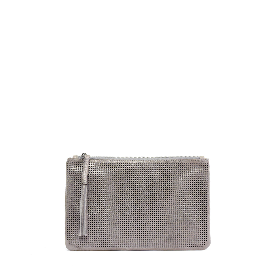 Orado Perforated Shimmer Pouch Small Taupe