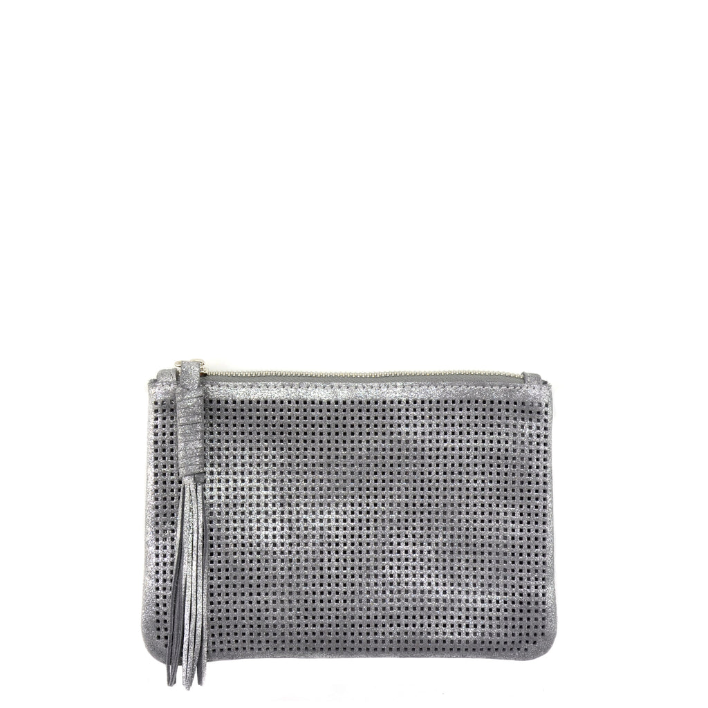 Orado Perforated Shimmer Pouch Large Silver