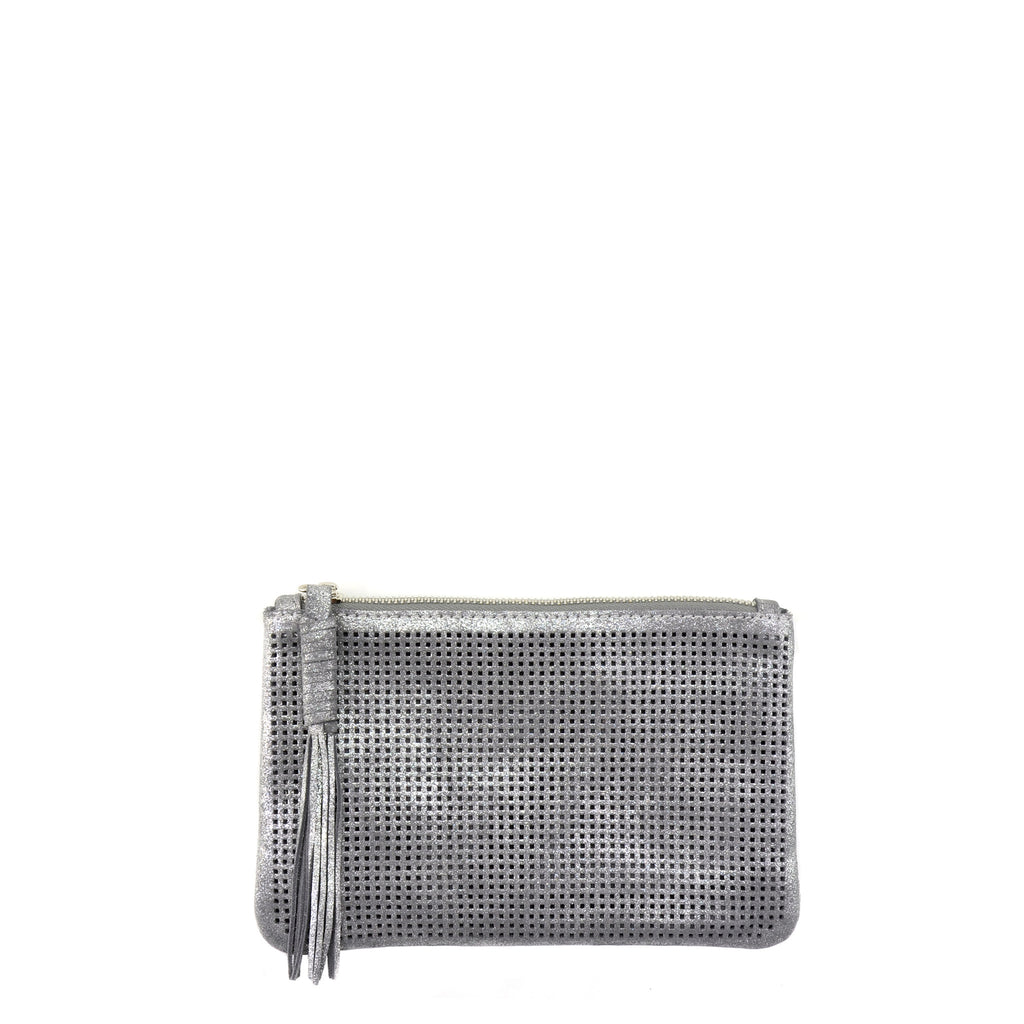 Orado Perforated Shimmer Pouch Small Silver