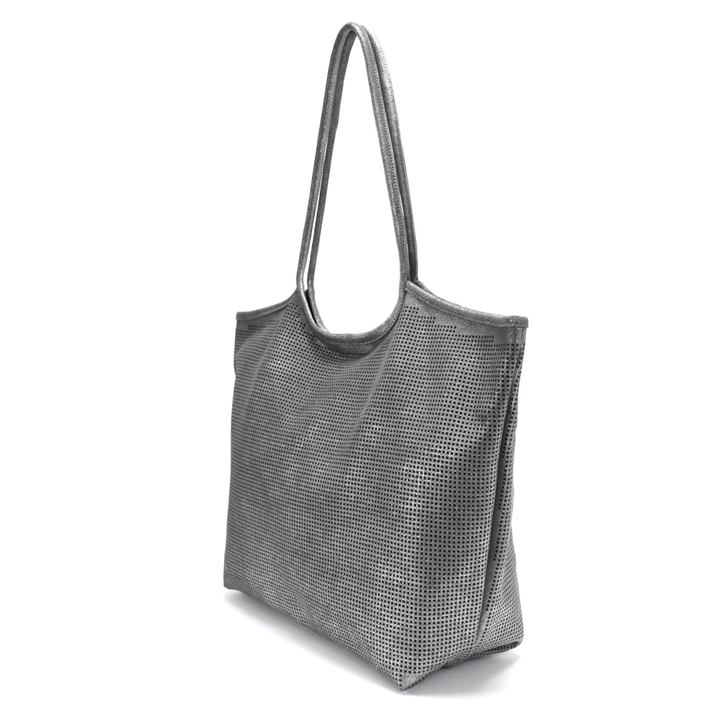 Rico Perforated Shimmer Tote Silver