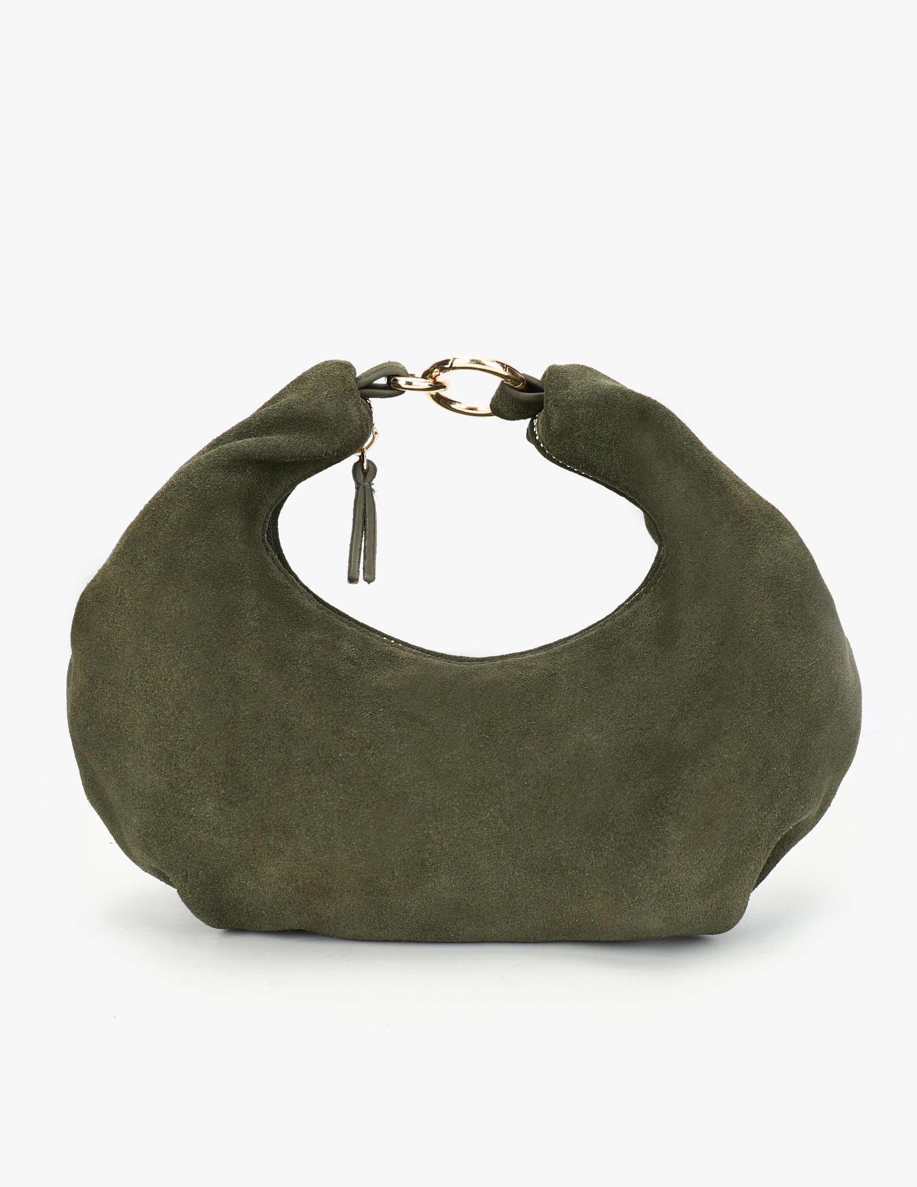 Evie Crescent Crossbody Suede Olive | Monserat De Lucca